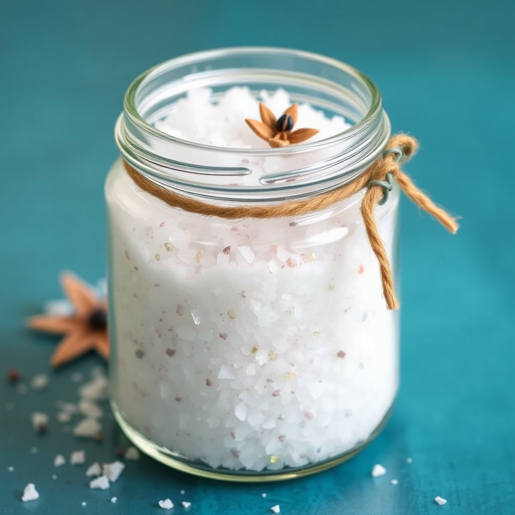 Image of a jar filled with aromatic bath salts