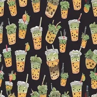cute boba backgrounds