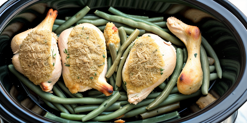 crockpot chicken and stuffing with green beans