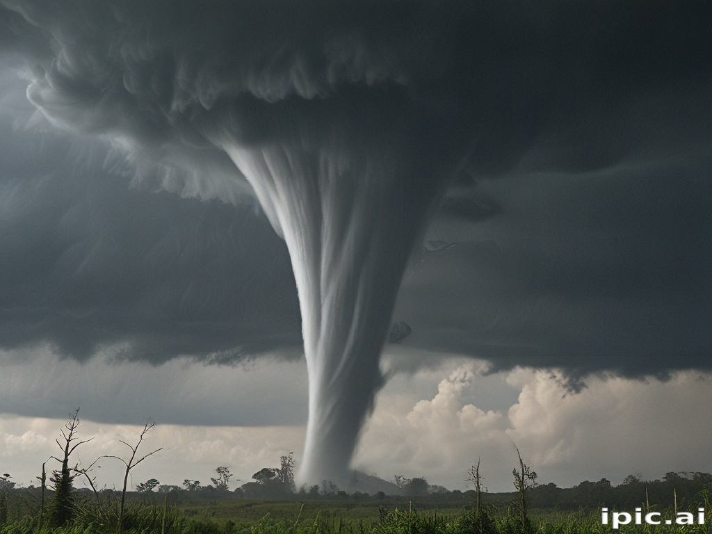 Powerful Tornado Descends from Dark Clouds, Creating a Stunning Nature ...