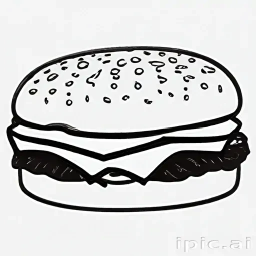 hamburger clipart black and white