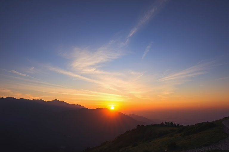 Generate a high-resolution image of a serene mountain landscape during sunrise captured with a Canon EOS 5D Mark IV, 24mm lens, aperture f/8, ISO 100, 1/125 sec, using a wide-angle view and HDR technique for enhanced dynamic range.