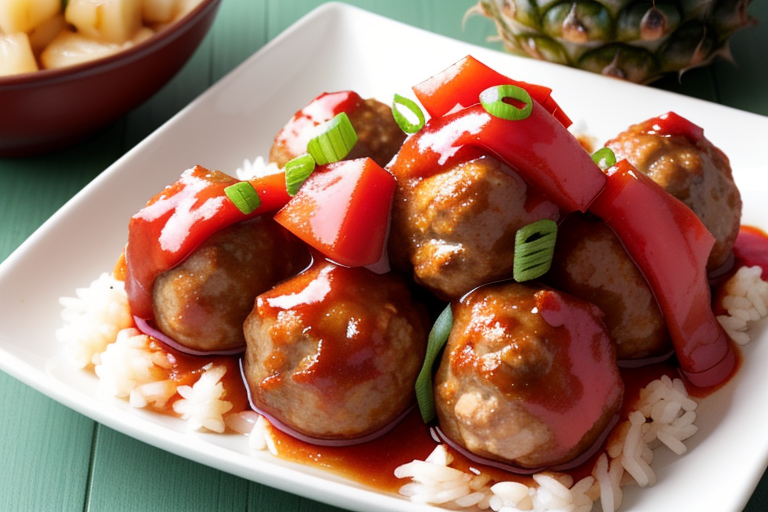 sweet and sour pork meatballs with pineapple