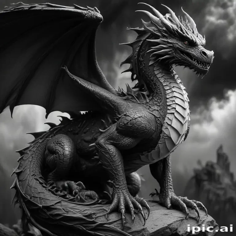 dragon black and white