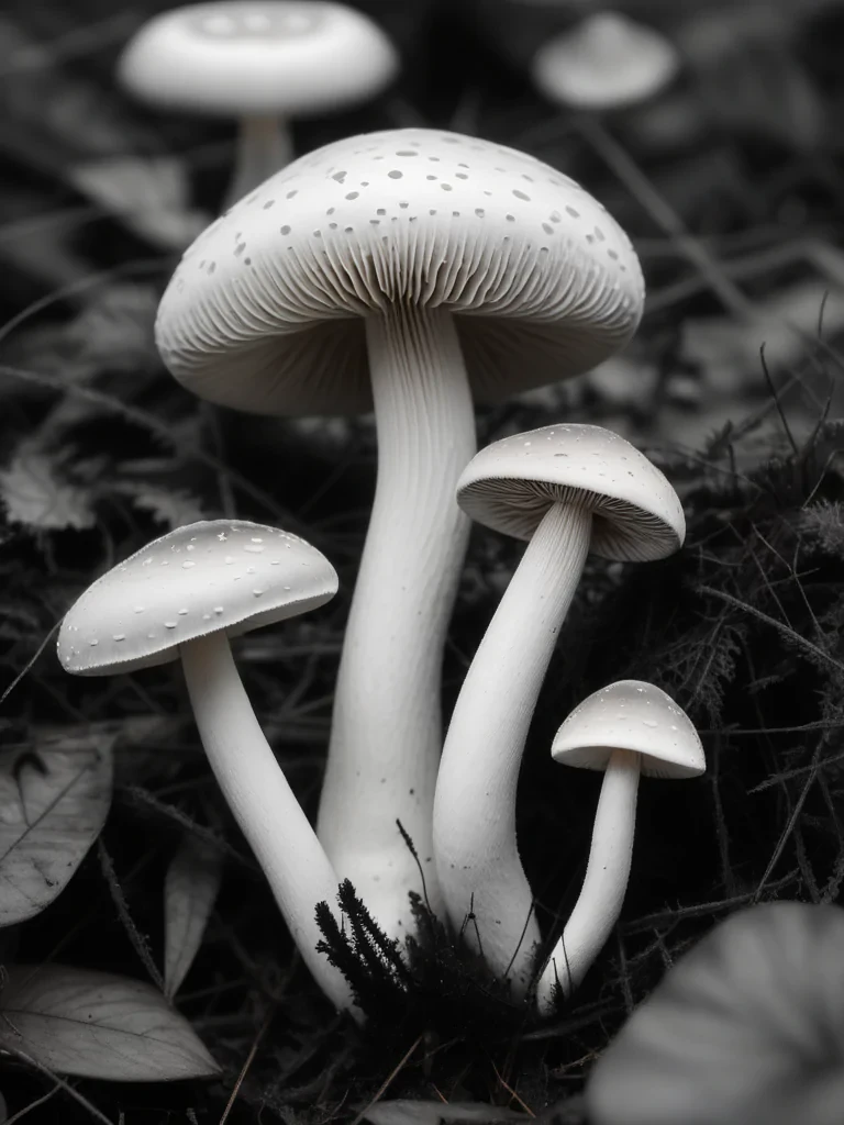mushroom black and white