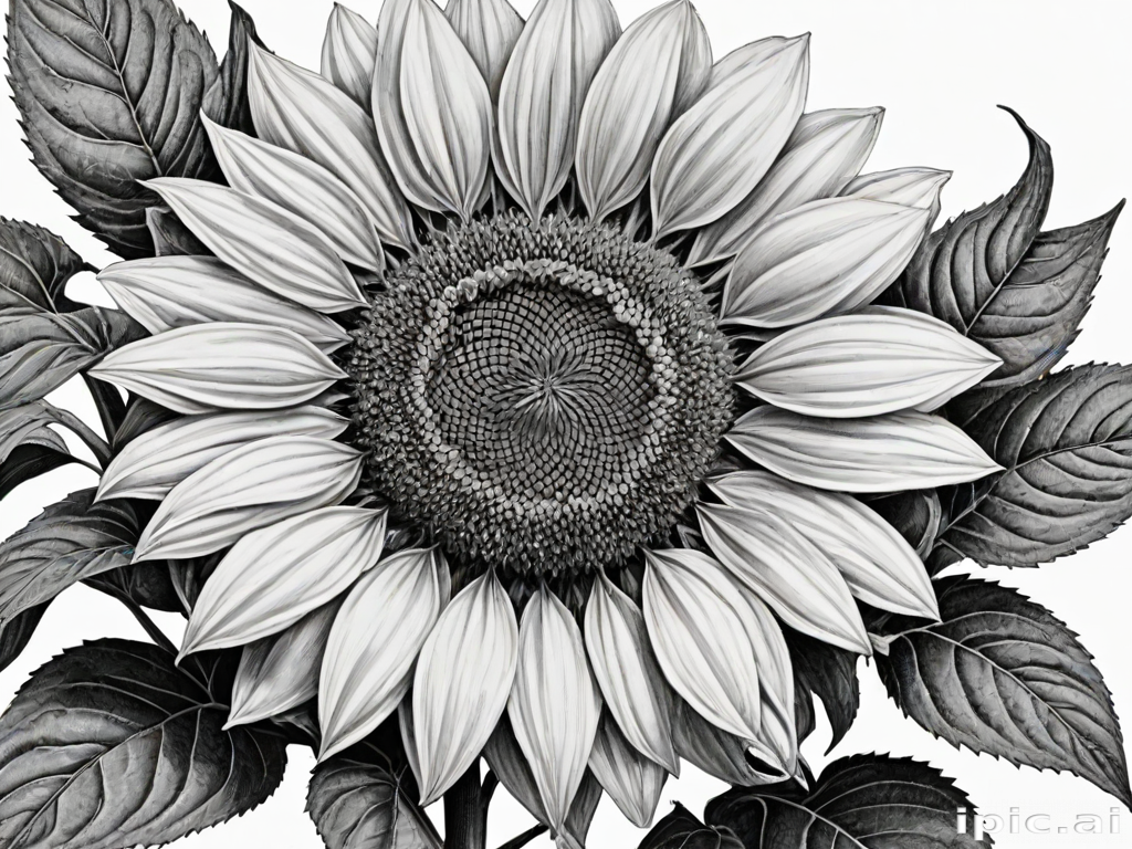 clip art sunflower black and white