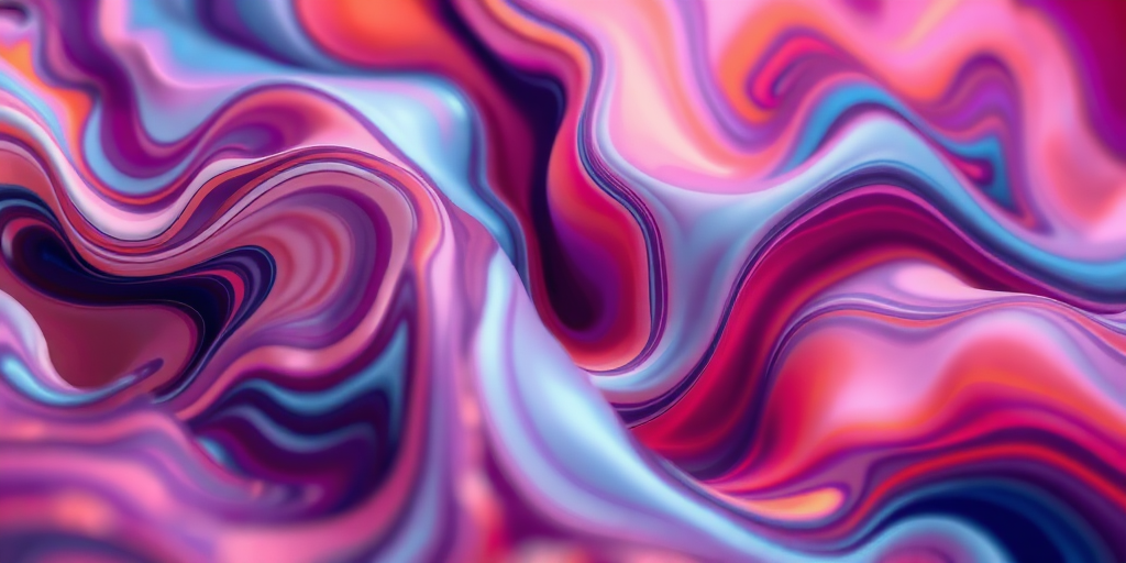 Regenerate an abstract design featuring fluid shapes and dynamic colors with a high-resolution digital camera, ISO 100, aperture f/2.8, 50mm lens, shot from a close-up perspective, using a soft focus style to enhance depth and texture.