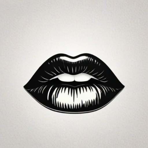 lips clipart black and white
