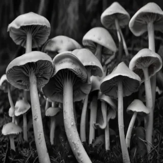 mushroom black and white