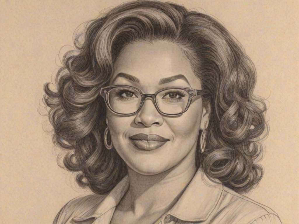 Exquisite Kym Whitley, pencil sketch, portrait of Appealing woman 1952s in glasses, hair style beatnik, outline, clear lines, fine lines, 8k