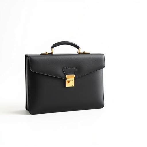 Create a high-resolution vector image of a classic black briefcase with a gold clasp, shot with a Canon EOS R5 at f/8, 1/125 sec, ISO 100, in soft diffused lighting to enhance details and texture, with a clean white background for contrast.