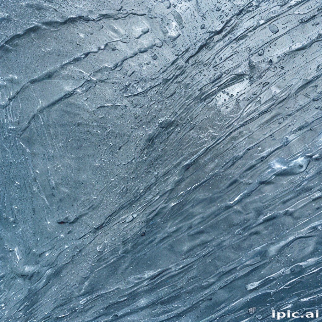 Abstract Ice Texture with Intricate Patterns and Droplets on Surface