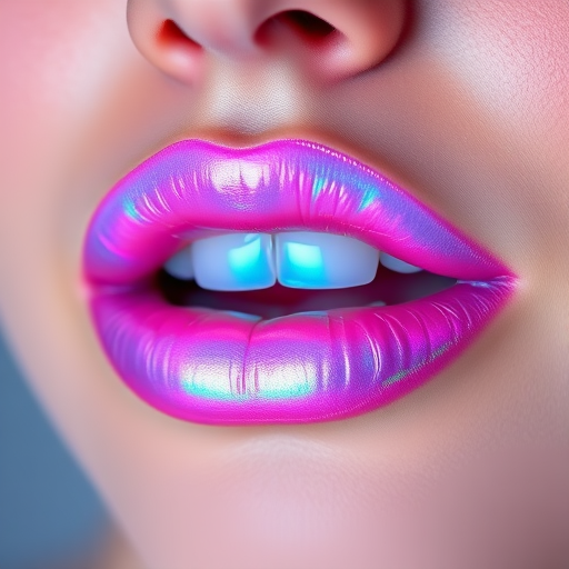 Iridescent holographic lip gloss dubbed "Unicorn Dreams," showcasing a mesmerizing color-shifting effect from pink to blue to purple