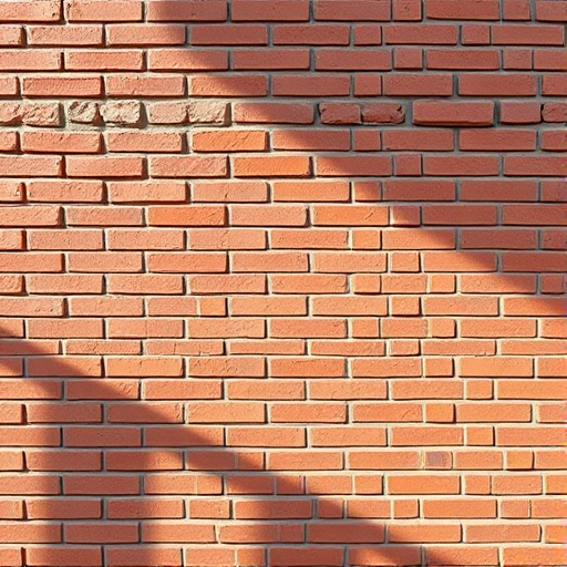 regenerate a 3D rendered image of a red brick wall with a slight perspective view, aperture f/8, ISO 100, 50mm lens, natural lighting to enhance texture and shadows