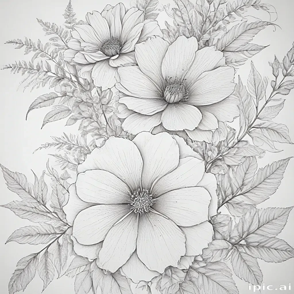 floral line art