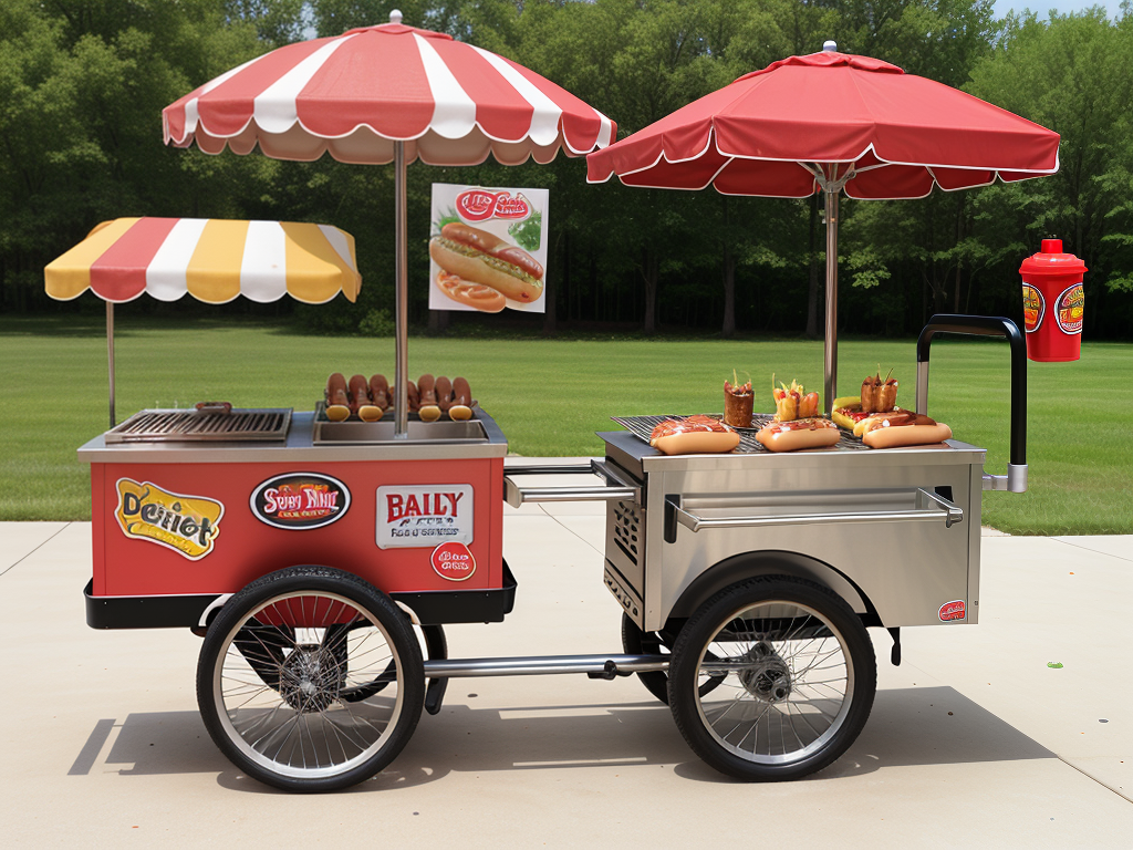 hot dog cart with grill and fryer