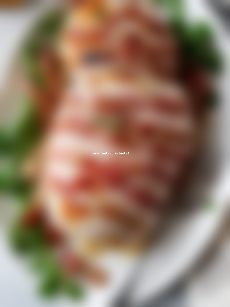 chicken breast with stuffing wrapped in bacon