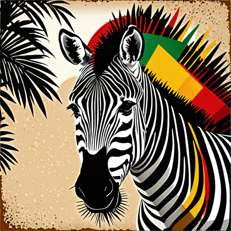 reggae song abstract music instruments album cover zebra with rasta colors