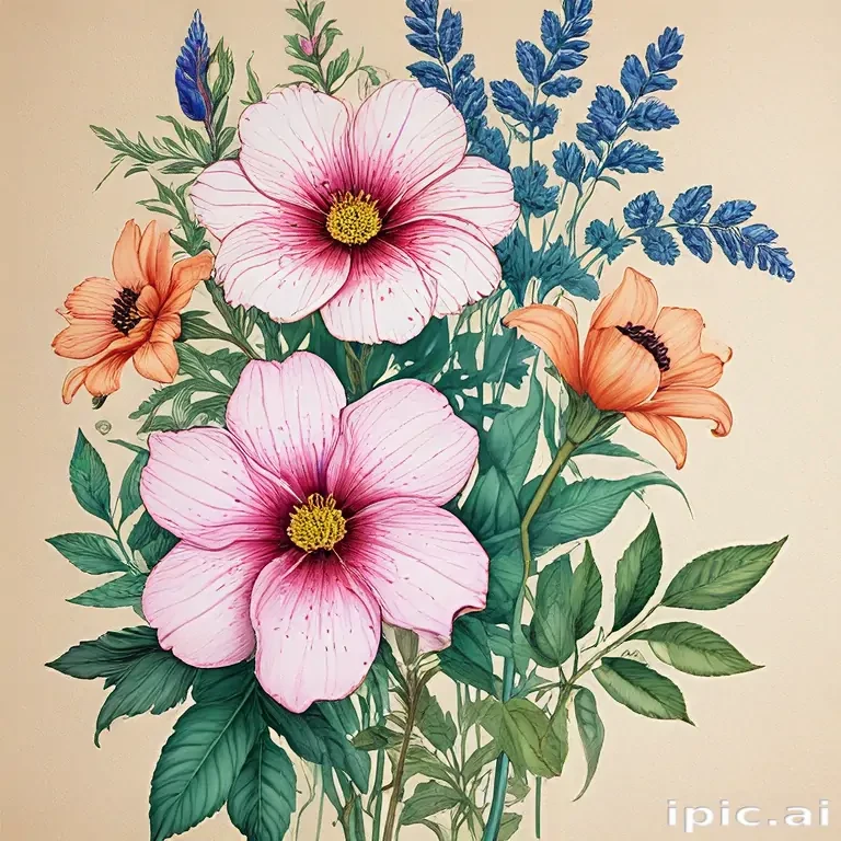 color drawing flowers