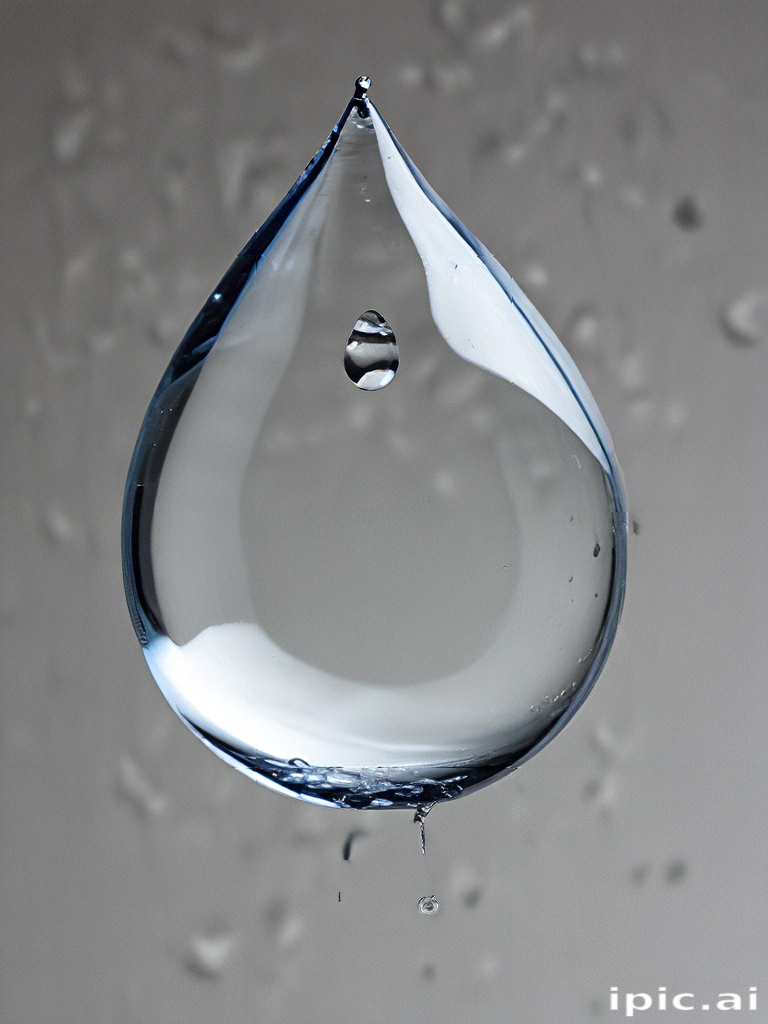 Captivating Close-Up of a Single Water Droplet Suspended in Midair