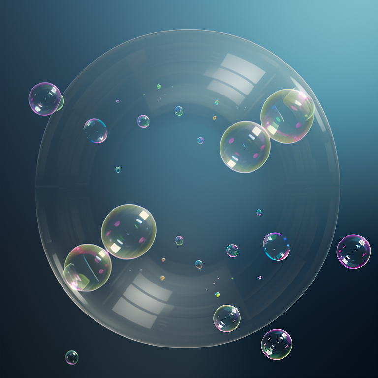 Delicate and Colorful Soap Bubbles Floating Against a Soft Blue Background