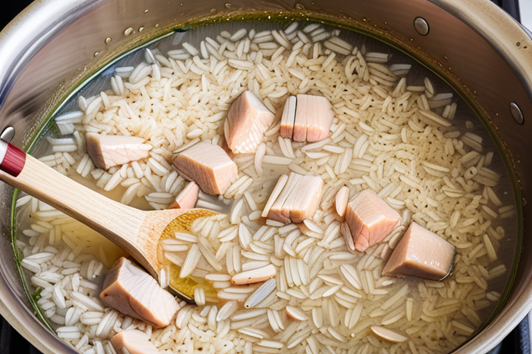 boiling rice in chicken stock