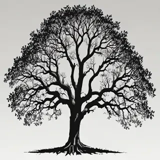 oak tree clipart black and white