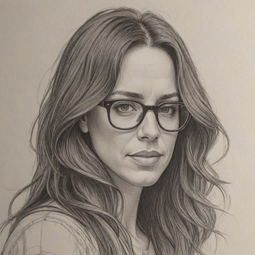 Dazzling Alanis Morissette, pencil sketch, portrait of Dazzling woman 1969s in glasses, hair style beatnik, outline, clear lines, fine lines, 8k