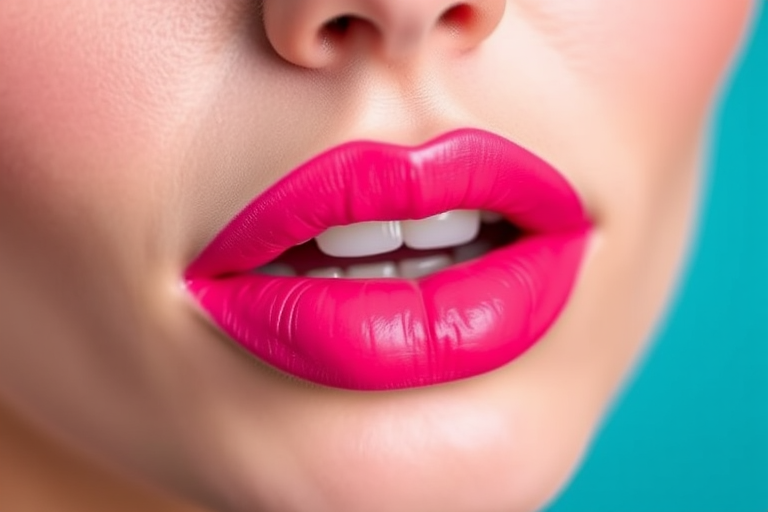 Neon pink lip mousse with a soft matte finish, named "Bubblegum Pop," providing intense color payoff with a lightweight, airy texture