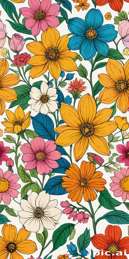 flower drawings with color