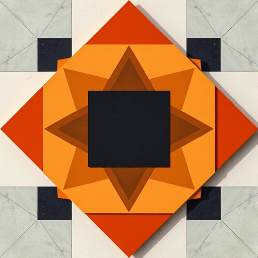 Create a high-resolution image of an abstract geometric design featuring overlapping shapes, use a Canon EOS R5 camera, 50mm lens, f/1.8 aperture, ISO 100, shot from a top-down view, in natural light for enhanced clarity and detail.