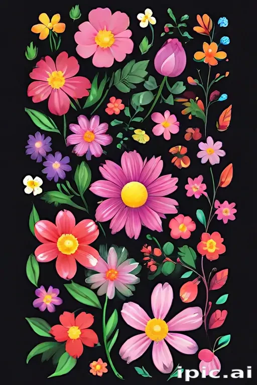 cartoon flowers transparent background