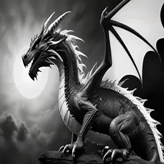 dragon black and white