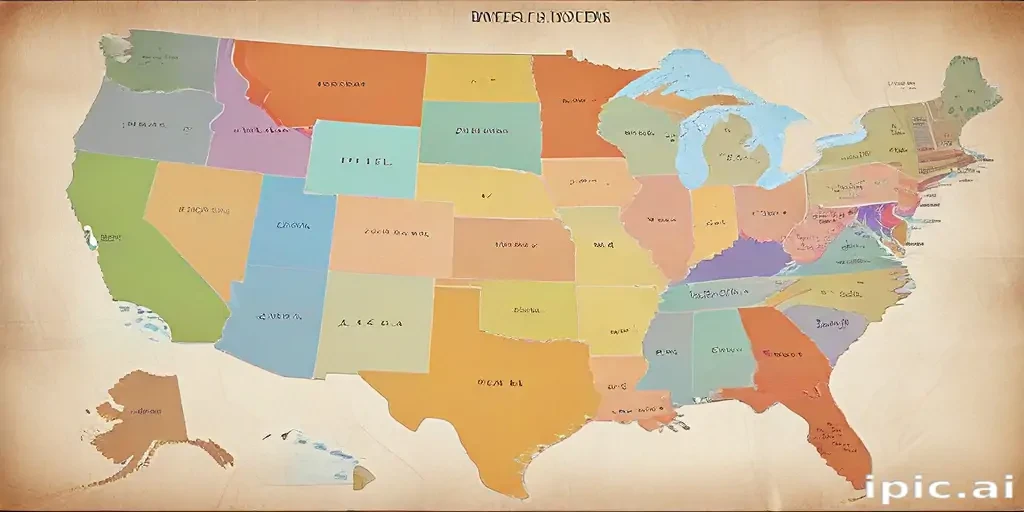 map of united states with states
