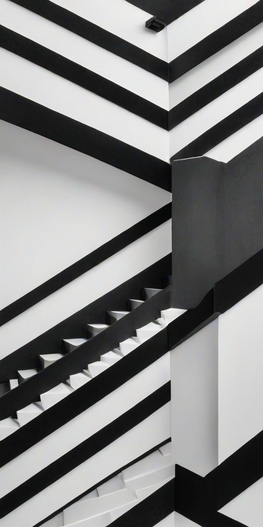 Create a geometric pattern featuring a series of ascending steps in black against a white background, emphasizing clean lines and a minimalist design.