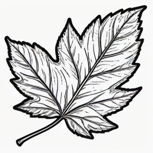 clipart leaf black and white