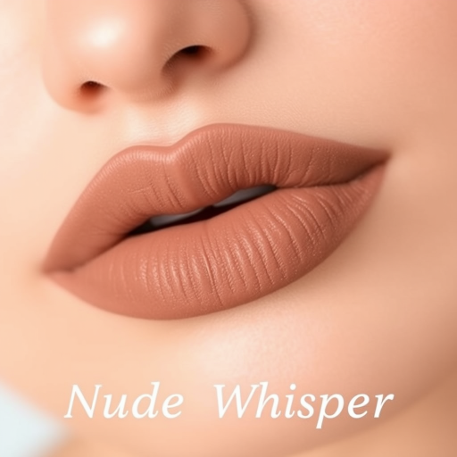 Matte taupe lips with a suede-like texture, called "Nude Whisper," feature a neutral, sophisticated tone and soft-focus effect for everyday elegance