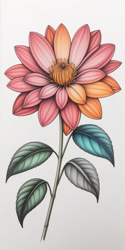 drawings of flowers with color