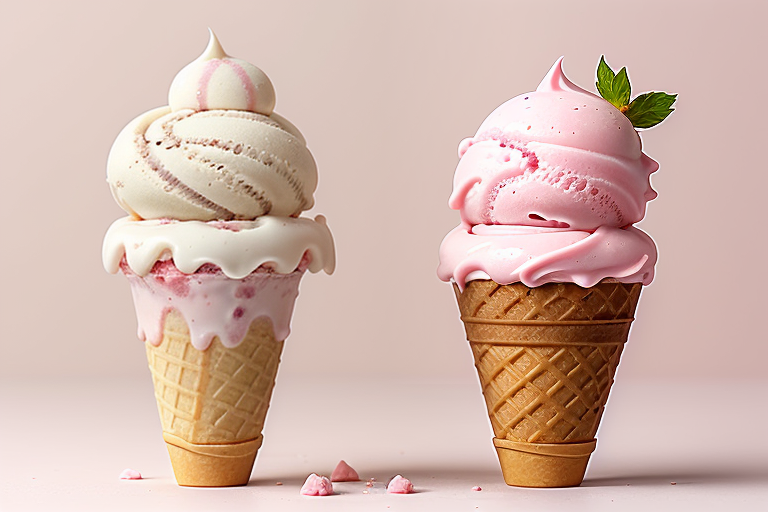 ice cream strawberry and vanilla