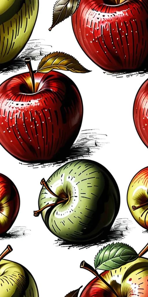 drawn apples