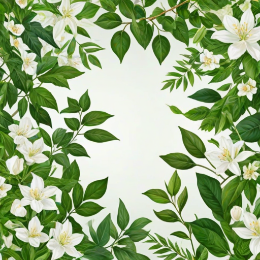 white and greenery background
