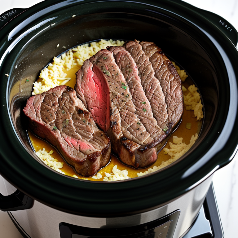 cooking ribeye steak in a slow cooker