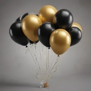 black and gold balloons png