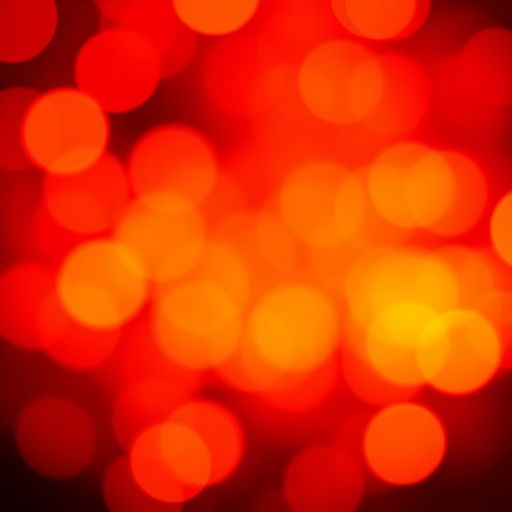 Create a high-resolution abstract bokeh background with vibrant shades of red, orange, and yellow, using a DSLR camera with a 50mm lens, aperture set to f/1.8, ISO 200, and an exposure time of 1/100 sec for a soft-focus effect.