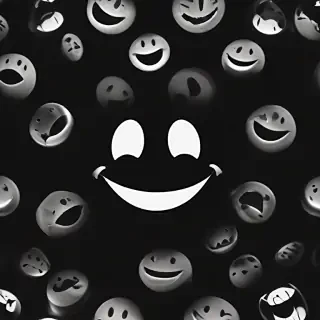 white smiley face black background