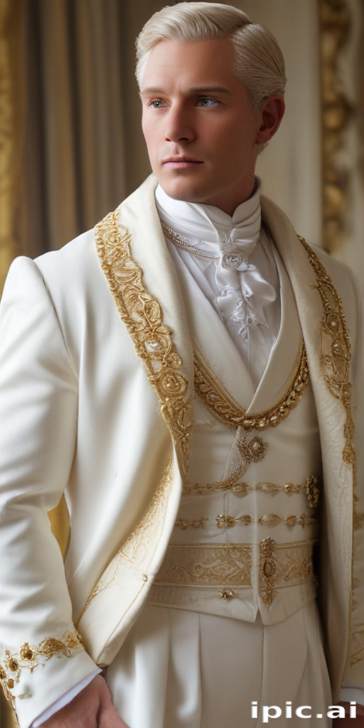 A Sophisticated Young Man Dressed in Elegant White Formal Attire with ...