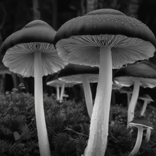 mushroom black and white