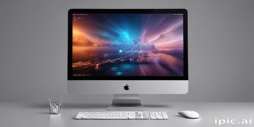 A Modern Apple iMac Displaying a Stunning Abstract Cosmic Wallpaper