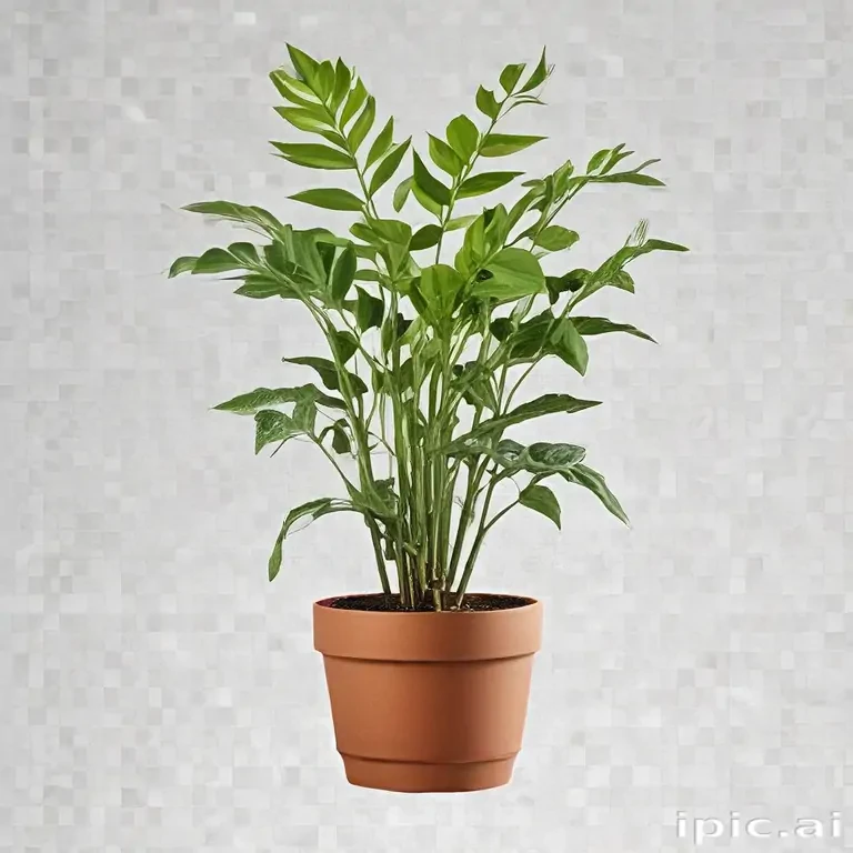Vibrant Green Indoor Plant Growing in a Simple Clay Pot