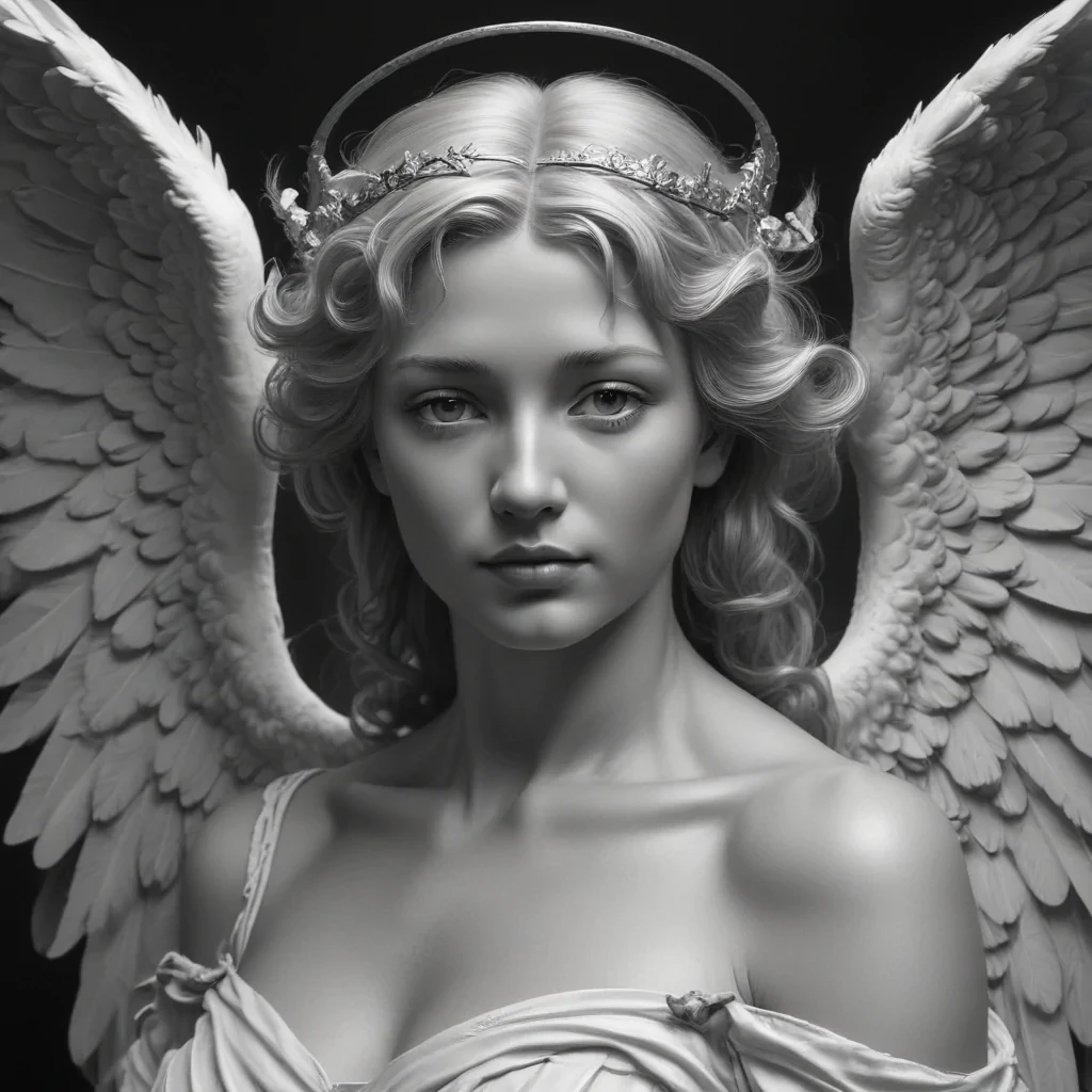 black and white angel drawings